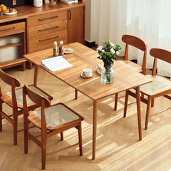 Modern Rectangular Cherry Wood Dining Table in Natural Wood Color for 6-8 Person hldmz-703