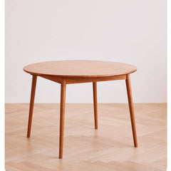 Minimalistic Round Cherry Wood Dining Table in Natural Wood Color for 6-8 Person hldmz-704