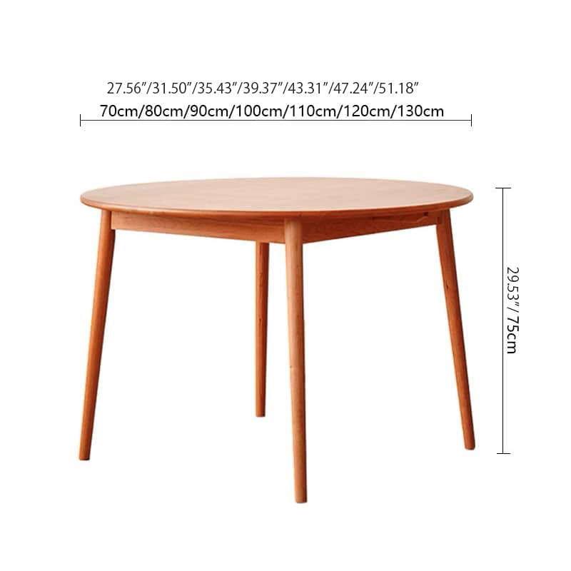 Minimalistic Round Cherry Wood Dining Table in Natural Wood Color for 6-8 Person hldmz-704