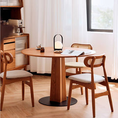 Modern Round Cherry Wood Dining Table with Pedestal for 6-8 Person hldmz-705