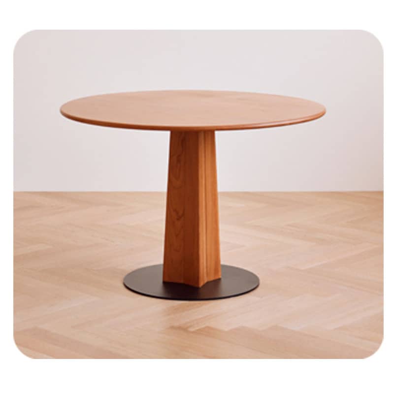 Modern Round Cherry Wood Dining Table with Pedestal for 6-8 Person hldmz-705