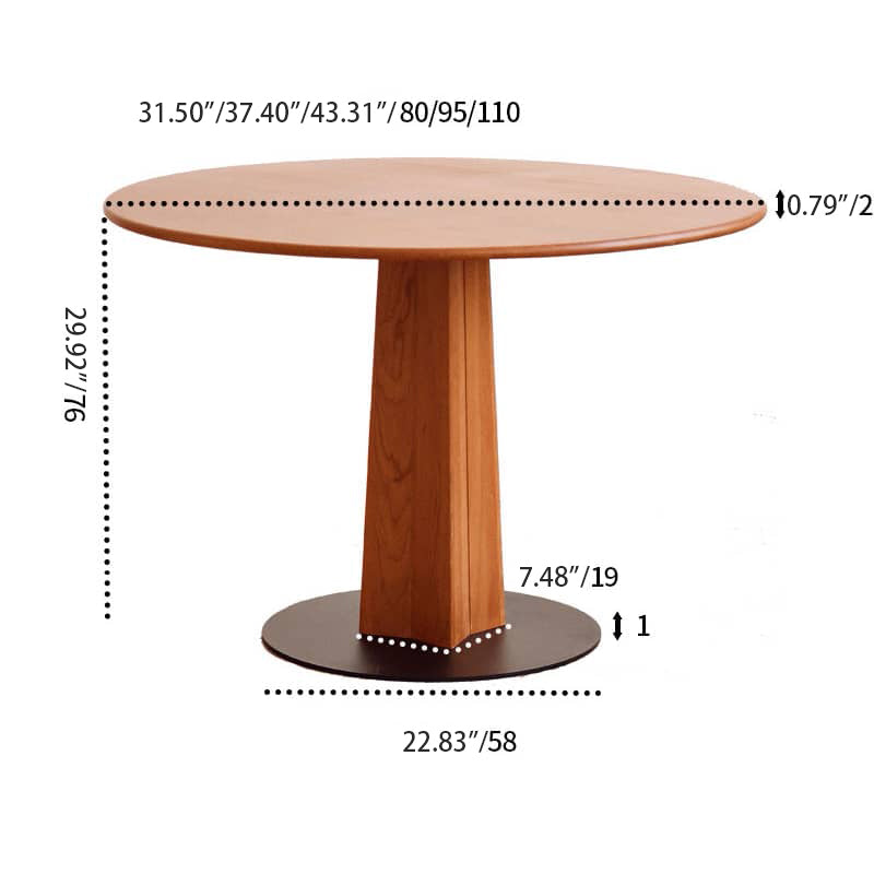 Modern Round Cherry Wood Dining Table with Pedestal for 6-8 Person hldmz-705