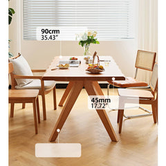 Modern Rectangular Cherry Wood Dining Table in Natural Wood Color for 6 hldmz-706