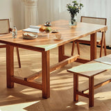 Durable Rectangular Cherry Wood Dining Table with 4 Sturdy Legs for 6 hldmz-708