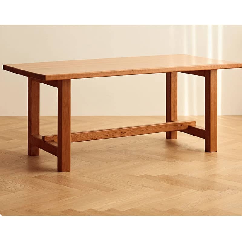 Durable Rectangular Cherry Wood Dining Table with 4 Sturdy Legs for 6 hldmz-708