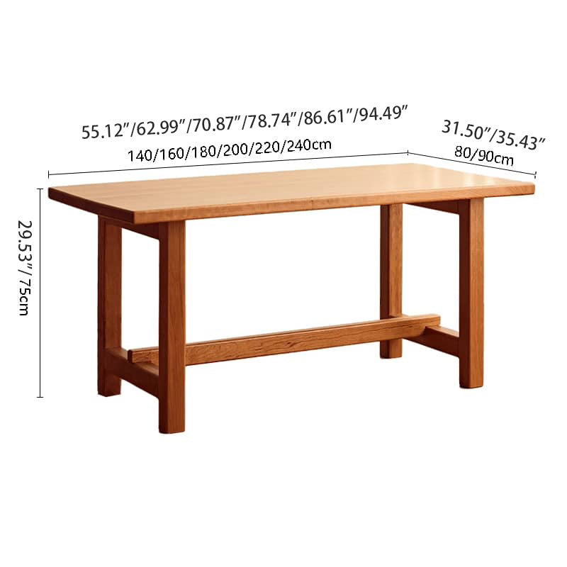 Durable Rectangular Cherry Wood Dining Table with 4 Sturdy Legs for 6 hldmz-708