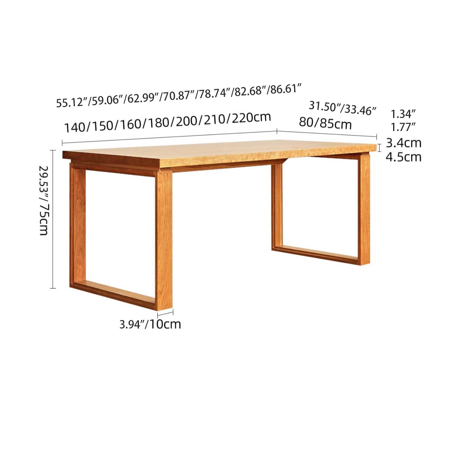 Vintage Rectangular Cherry Wood Dining Table for 6 - Modern Design for Diningroom hldmz-709