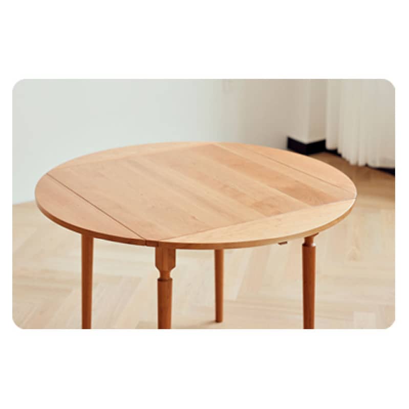 Folding Round Cherry Wood Dining Table in Natural Wood Color for 6 hldmz-710