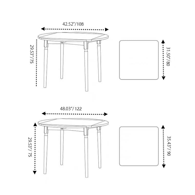 Folding Round Cherry Wood Dining Table in Natural Wood Color for 6 hldmz-710