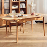 Extendable Rectangular Cherry Wood Dining Table in Natural Wood Color for 6 hldmz-711