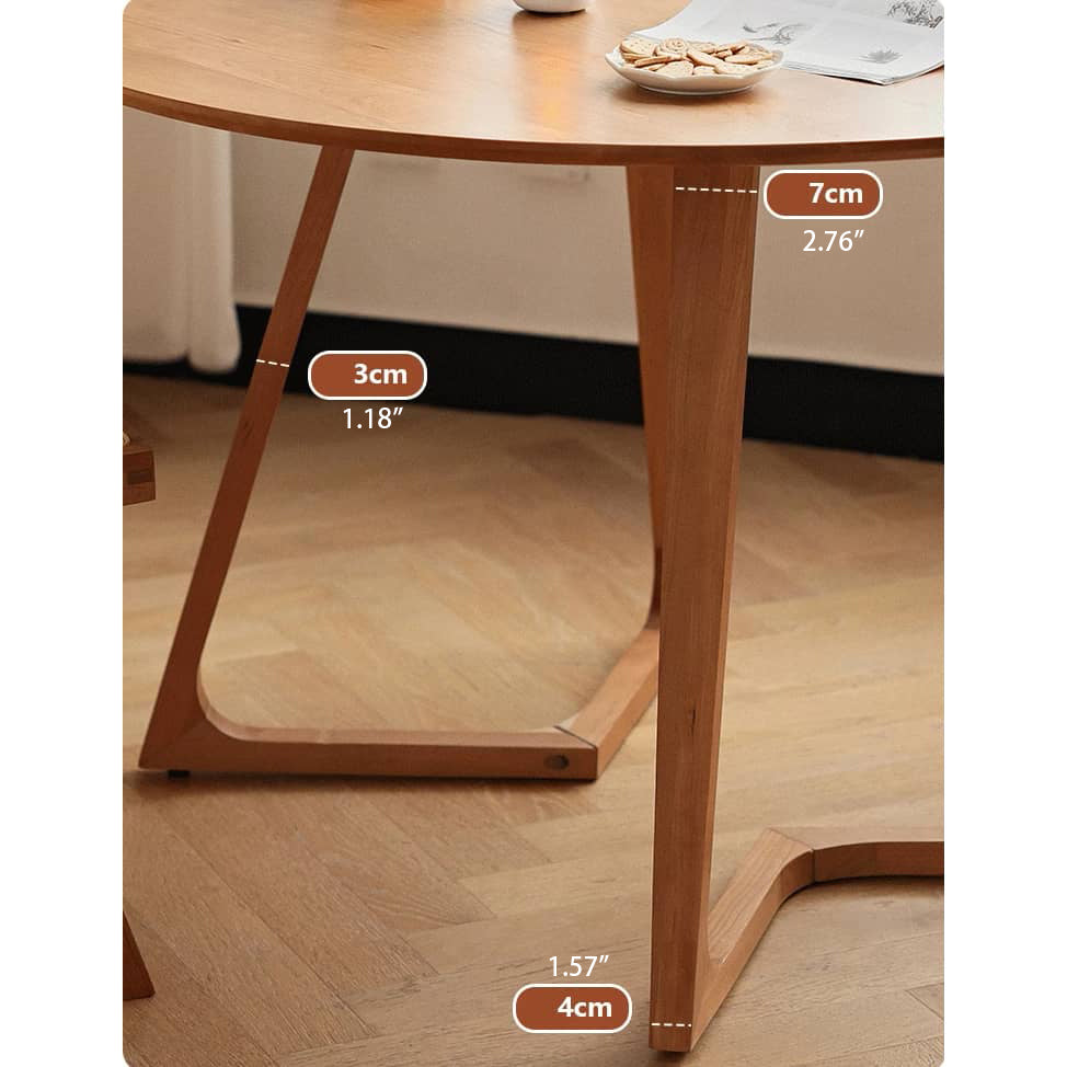 Round Cherry Wood Dining Table with Double Pedestals for 4-6 Person hldmz-712