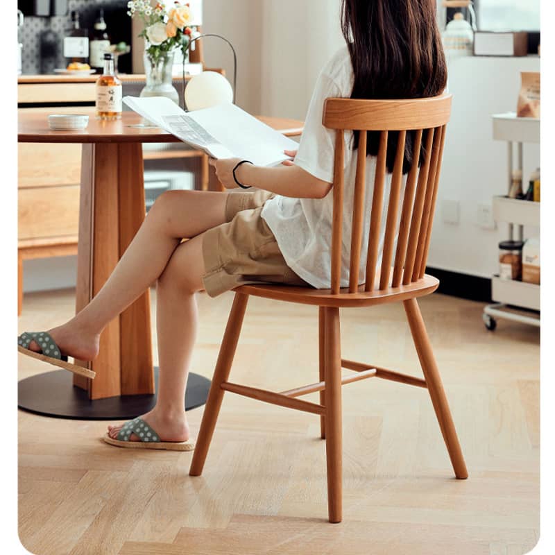 18.1‘’ Cherry Wood Dining Chair in Natural Wood Color – Perfect for Diningroom hldmz-715