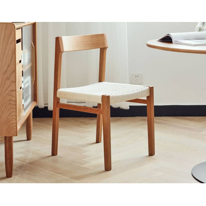 Modern Cherry Wood Dining Chair with Kraft Paper Rope Seat for Diningroom hldmz-720