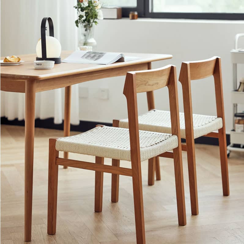 Modern Cherry Wood Dining Chair with Kraft Paper Rope Seat for Diningroom hldmz-720