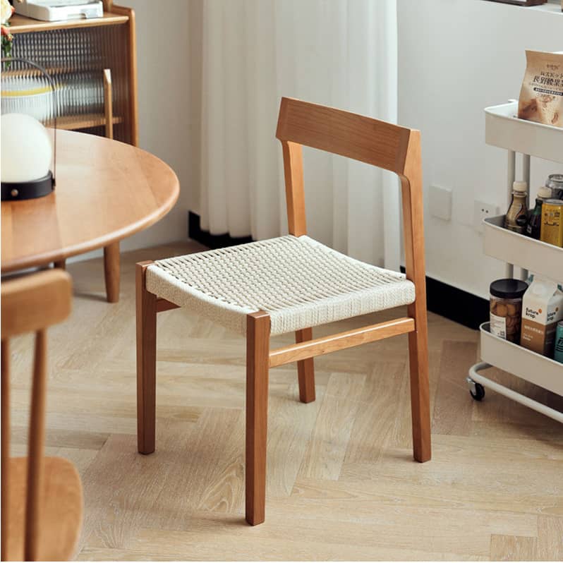 Modern Cherry Wood Dining Chair with Kraft Paper Rope Seat for Diningroom hldmz-720