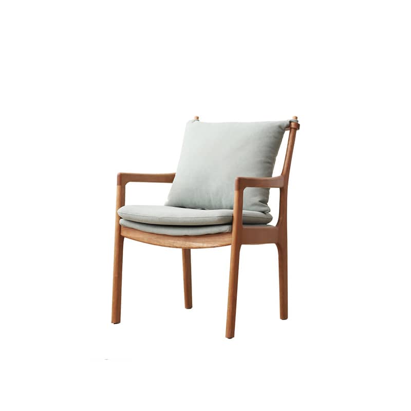 Modern Lounge Chair in Oak or Cherry Wood Choice with Cotton & Linen Cushion for Diningroom hldmz-722