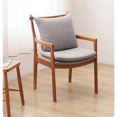 Modern Lounge Chair in Oak or Cherry Wood Choice with Cotton & Linen Cushion for Diningroom hldmz-722