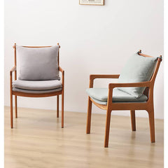 Modern Lounge Chair in Oak or Cherry Wood Choice with Cotton & Linen Cushion for Diningroom hldmz-722