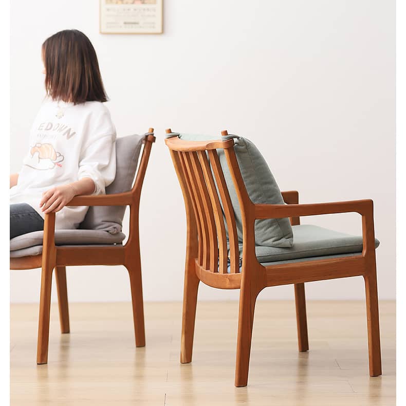 Modern Lounge Chair in Oak or Cherry Wood Choice with Cotton & Linen Cushion for Diningroom hldmz-722