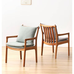 Modern Lounge Chair in Oak or Cherry Wood Choice with Cotton & Linen Cushion for Diningroom hldmz-722