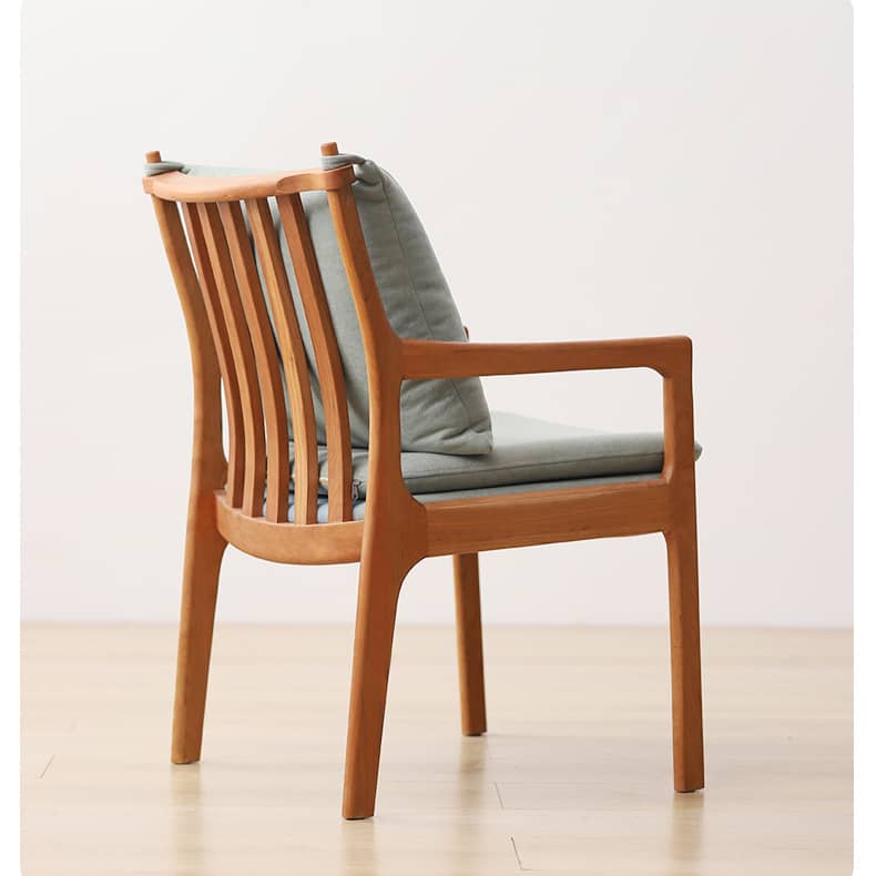 Modern Lounge Chair in Oak or Cherry Wood Choice with Cotton & Linen Cushion for Diningroom hldmz-722