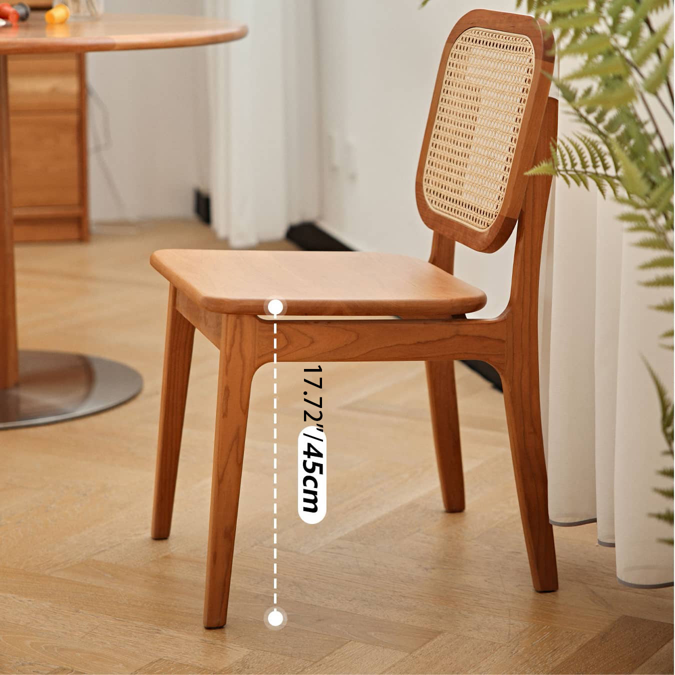 Modern Cherry Wood Dining Chair with Rattan Backrest for Modern Diningroom Decor hldmz-723