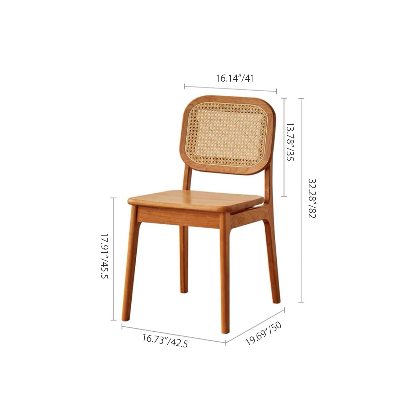 Modern Cherry Wood Dining Chair with Rattan Backrest for Modern Diningroom Decor hldmz-723