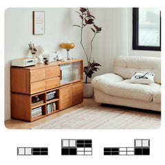 Elegant Cherry Wood Cabinet with Plywood and Glass Accents - Stylish Storage Solution hldmz-729