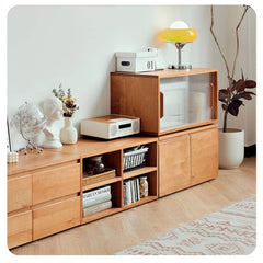 Elegant Cherry Wood Cabinet with Plywood and Glass Accents - Stylish Storage Solution hldmz-729