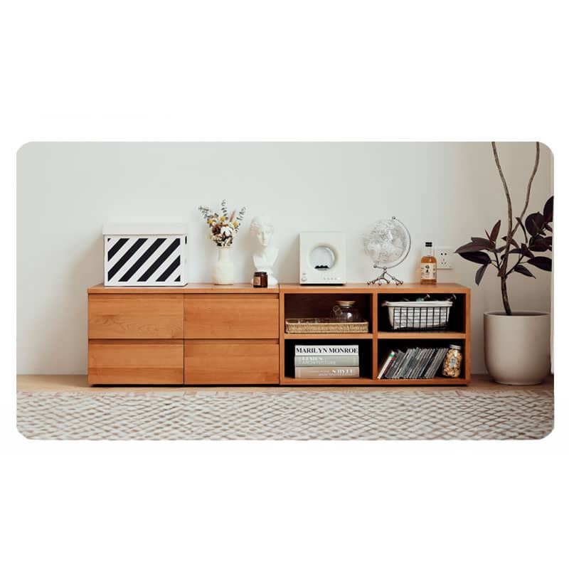 Elegant Cherry Wood Cabinet with Plywood and Glass Accents - Stylish Storage Solution hldmz-729