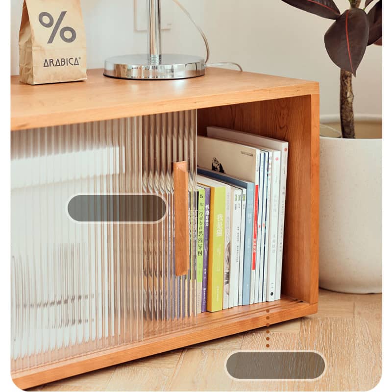 Elegant Cherry Wood Cabinet with Plywood and Glass Accents - Stylish Storage Solution hldmz-729