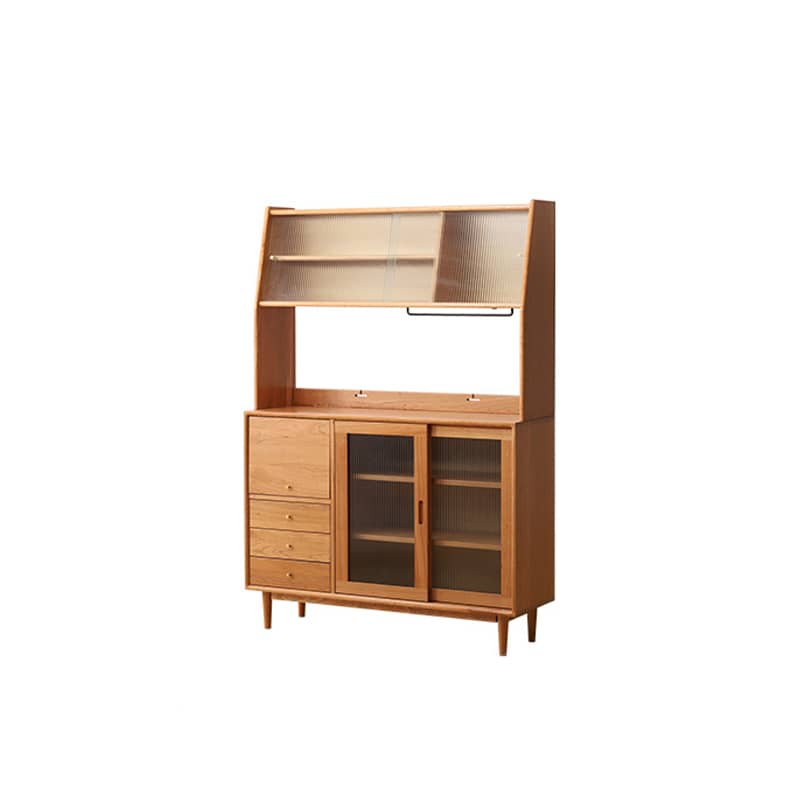 Stunning Cherry Wood Cabinet with Elegant Glass Doors - Natural Finish hldmz-734