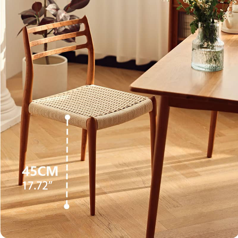 Modern Cherry Wood Dining Chair with Handwoven Kraft Paper Rope Seat for Diningroom hldmz-739