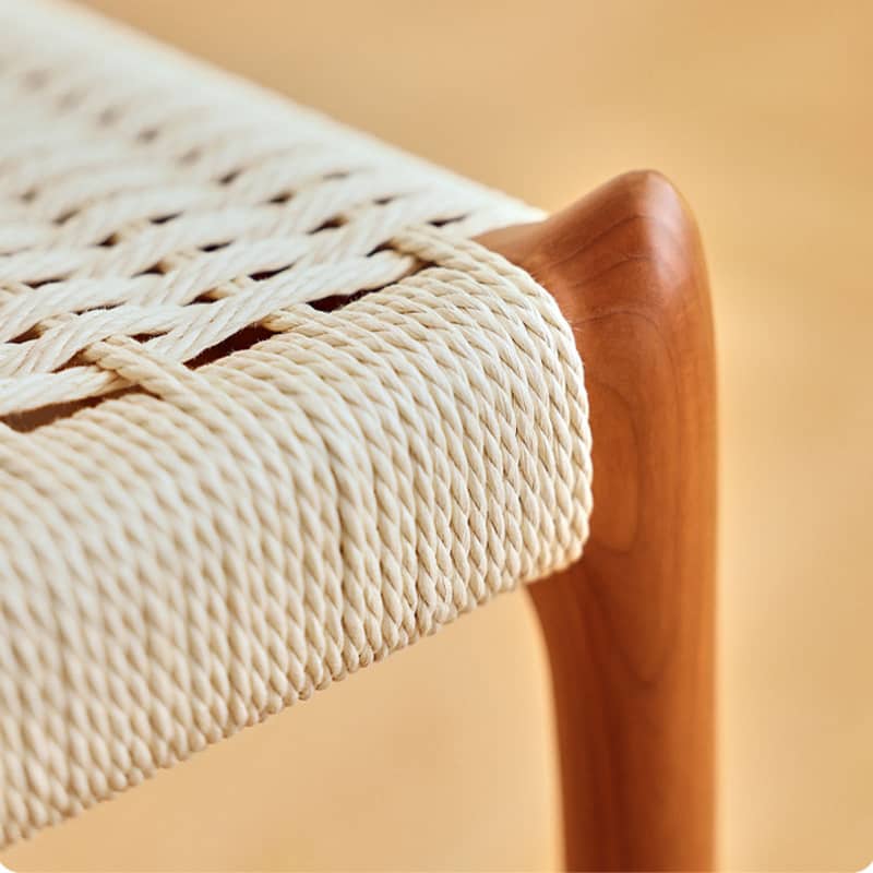 Modern Cherry Wood Dining Chair with Handwoven Kraft Paper Rope Seat for Diningroom hldmz-739