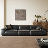 Luxury Black Leather Ottoman Sofa - Premium Pine Wood & Feather Filling hlkwd-4096