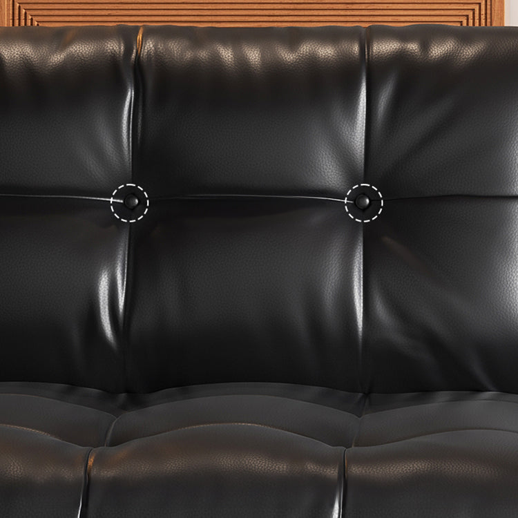 Luxurious Black Leather Ottoman Sofa with Pine White Goose Down Feather Filling hlkwd-4097