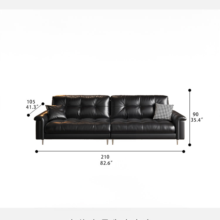 Luxurious Black Leather Ottoman Sofa with Pine White Goose Down Feather Filling hlkwd-4097