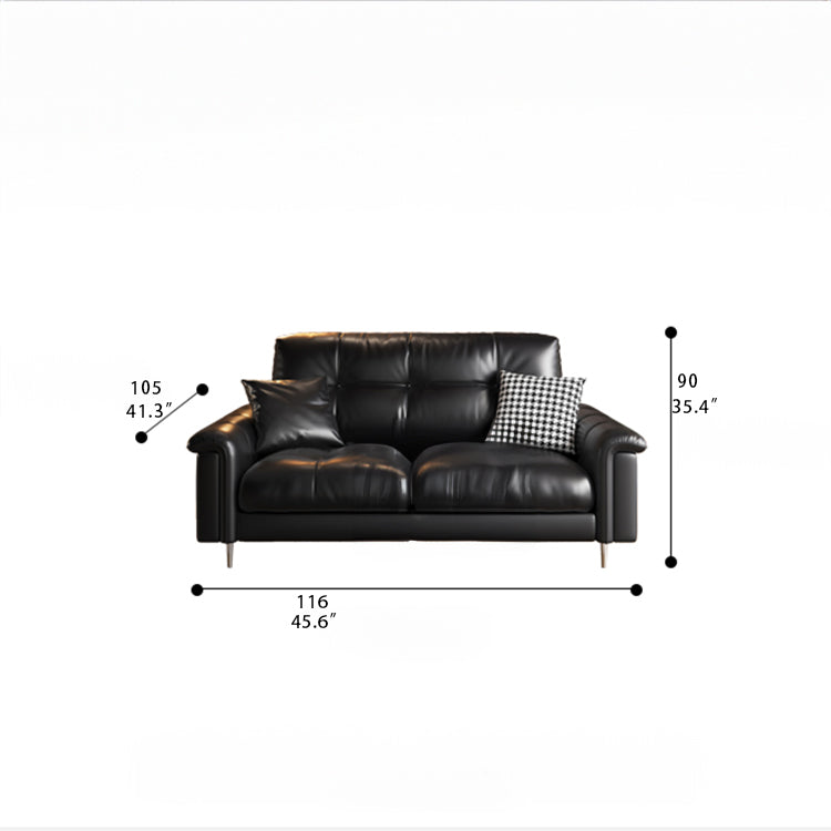 Luxurious Black Leather Ottoman Sofa with Pine White Goose Down Feather Filling hlkwd-4097