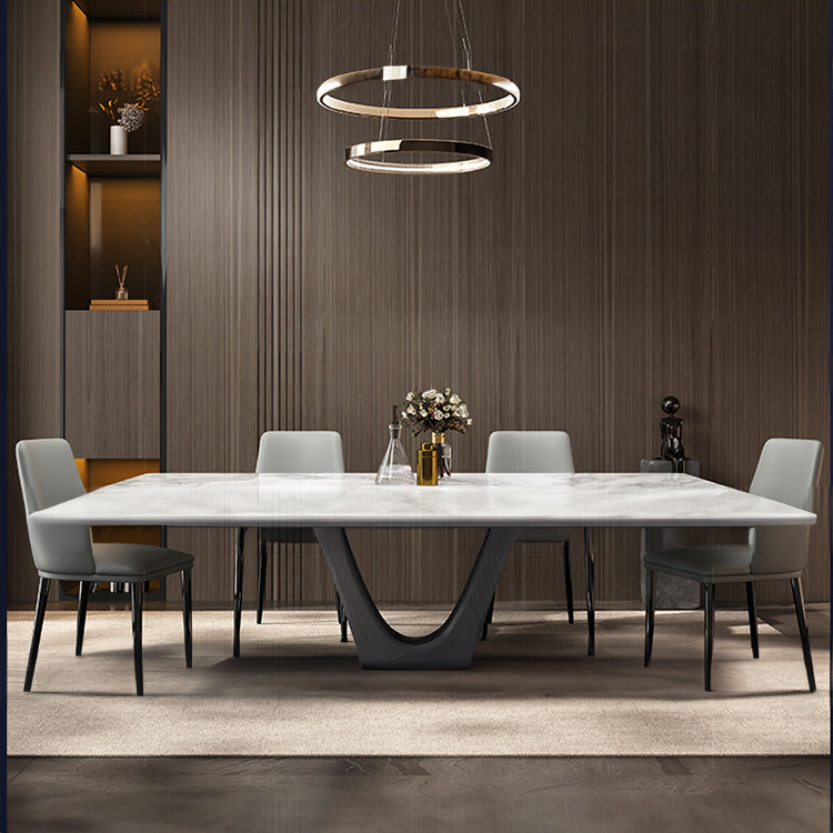 Modern Ash Wood Dining Table with Marble Top – Elegant Multi-Layer Board Design hlkwd-4098