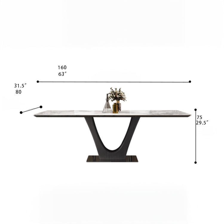 Modern Ash Wood Dining Table with Marble Top – Elegant Multi-Layer Board Design hlkwd-4098