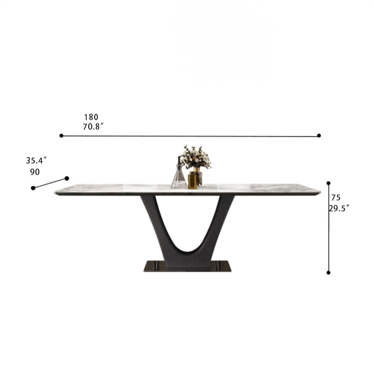 Modern Ash Wood Dining Table with Marble Top – Elegant Multi-Layer Board Design hlkwd-4098