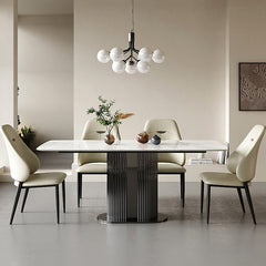 Modern Ceramic Sintered Stone Dining Table with Stainless Steel Base - Elegant Rectangular Dining Room Furniture hlkwd-4106