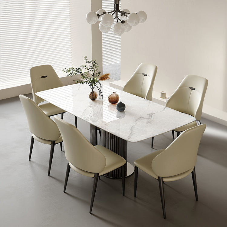 Modern Ceramic Sintered Stone Dining Table with Stainless Steel Base - Elegant Rectangular Dining Room Furniture hlkwd-4106