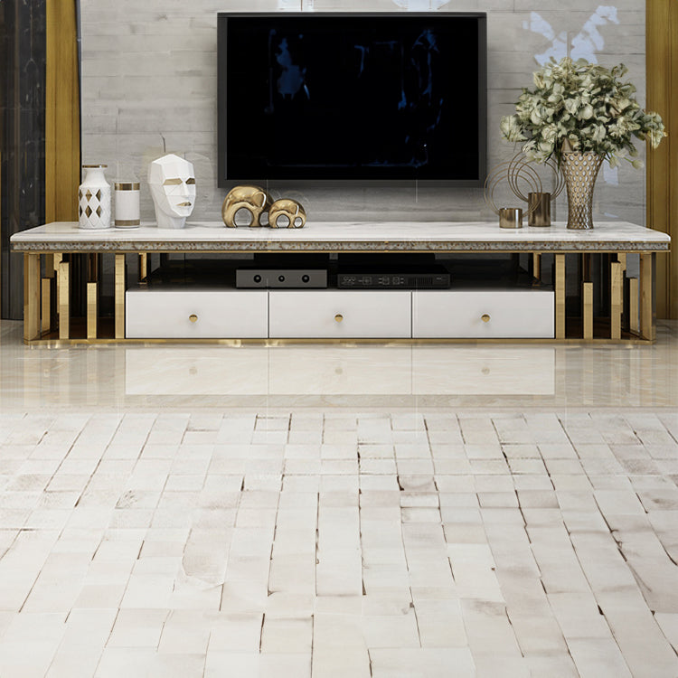 Luxury Modern TV Stand – Solid Wood, Marble, and Stainless Steel Entertainment Center hlkwd-4109