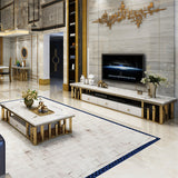 Luxury Modern TV Stand – Solid Wood, Marble, and Stainless Steel Entertainment Center hlkwd-4109
