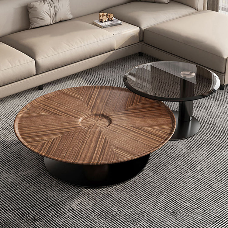 Modern Solid Wood and Glass Coffee Table with Stainless Steel Base – Stylish Living Room Accent hlkwd-4111