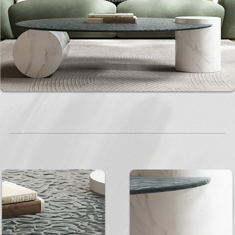 Elegant Marble & Tempered Glass Coffee Table - Modern Living Room Centerpiece hlkwd-4112