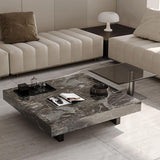 Modern Coffee Table - Ceramic Sintered Stone & Tempered Glass Design for Living Room hlkwd-4115