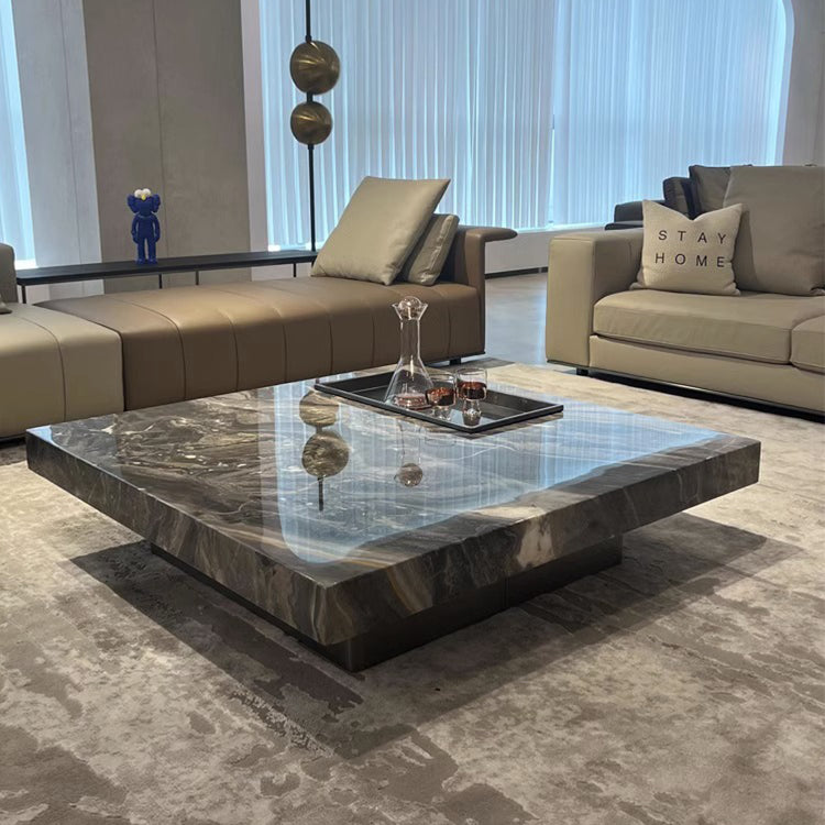 Modern Coffee Table - Ceramic Sintered Stone & Tempered Glass Design for Living Room hlkwd-4115