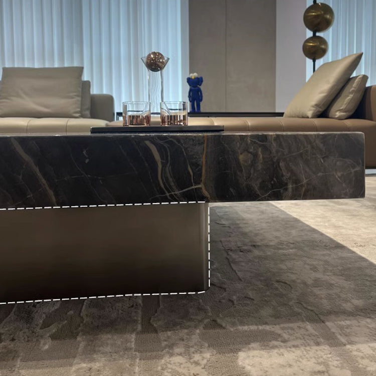 Modern Coffee Table - Ceramic Sintered Stone & Tempered Glass Design for Living Room hlkwd-4115